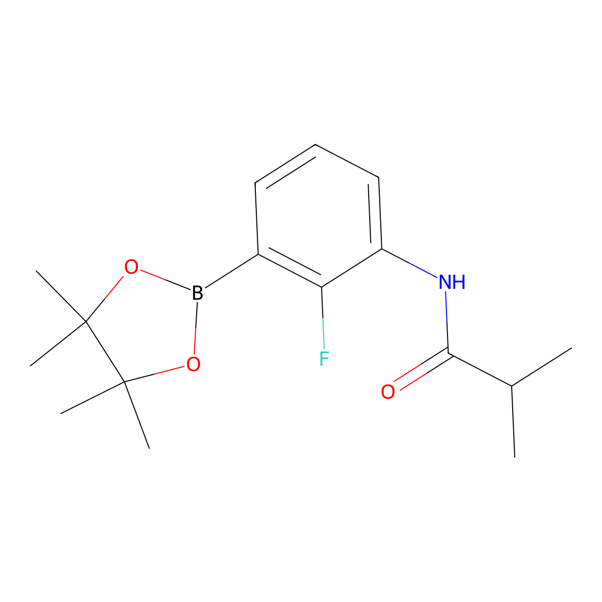 N-[2-fluoro-3-(tetramethyl-1,3,2-dioxaborolan-2-yl)phenyl]-2-methylpropanamide molecular structure, CAS 2246699-14-7