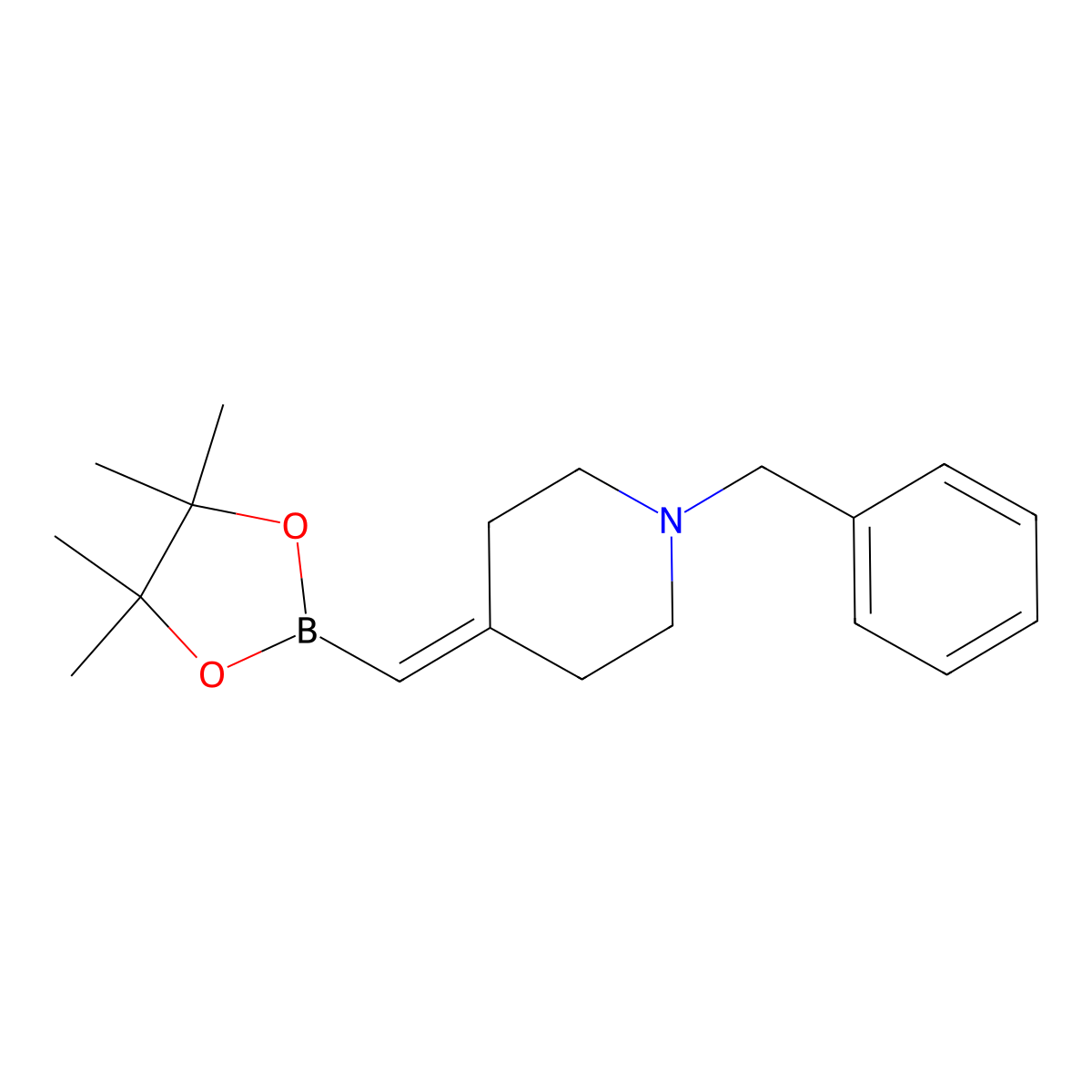 1-Benzyl-4-[(tetramethyl-1,3,2-dioxaborolan-2-yl)methylidene]piperidine molecular structure, CAS 2246699-33-0
