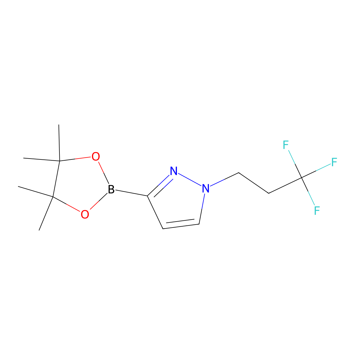 3-(4,4,5,5-tetramethyl-1,3,2-dioxaborolan-2-yl)-1-(3,3,3-trifluoropropyl)-1H-pyrazole molecular structure, CAS 2246702-35-0