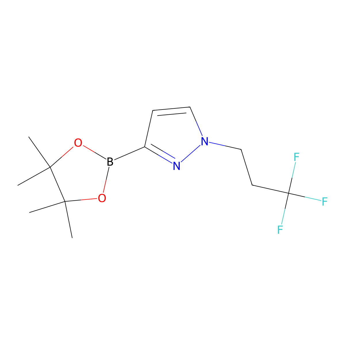 3-(4,4,5,5-tetramethyl-1,3,2-dioxaborolan-2-yl)-1-(3,3,3-trifluoropropyl)-1H-pyrazole molecular structure, CAS 2246702-35-0