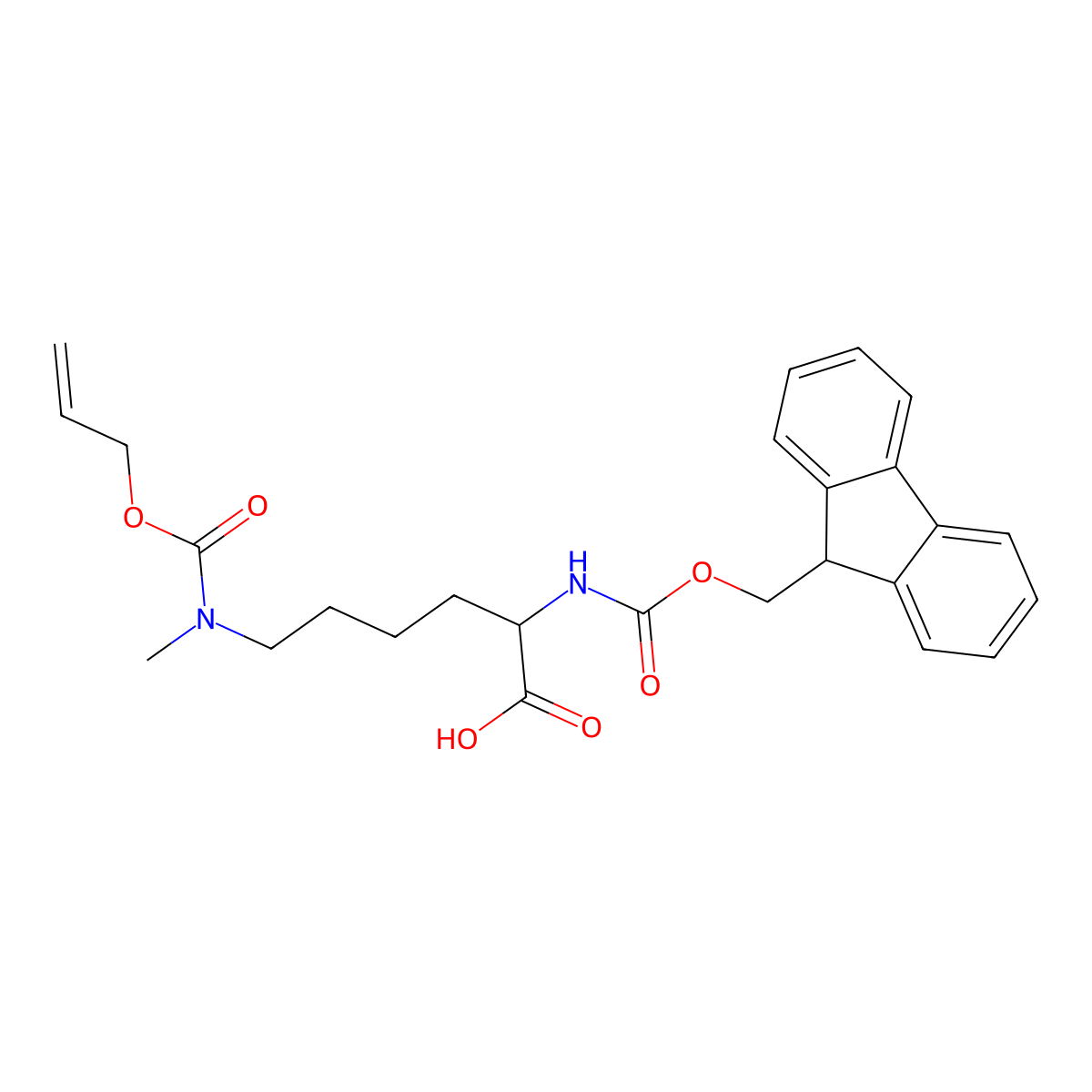 N2-(((9H-fluoren-9-yl)methoxy)carbonyl)-N6-((allyloxy)carbonyl)-N6-methyl-L-lysine molecular structure, CAS 2246708-86-9
