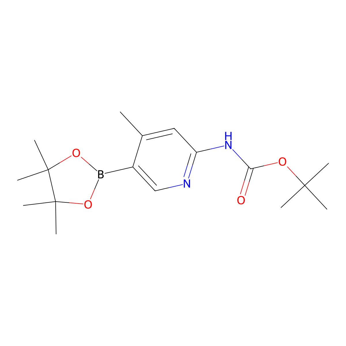 tert-Butyl (4-methyl-5-(4,4,5,5-tetramethyl-1,3,2-dioxaborolan-2-yl)pyridin-2-yl)carbamate molecular structure, CAS 2246719-95-7