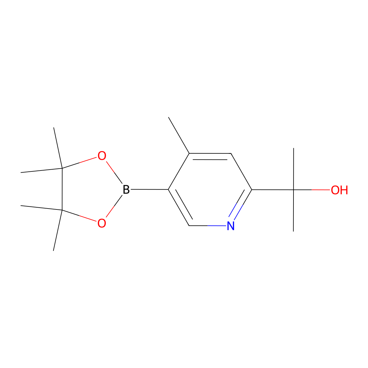 2-(4-Methyl-5-(4,4,5,5-tetramethyl-1,3,2-dioxaborolan-2-YL)pyridin-2-YL)propan-2-OL molecular structure, CAS 2246720-37-4