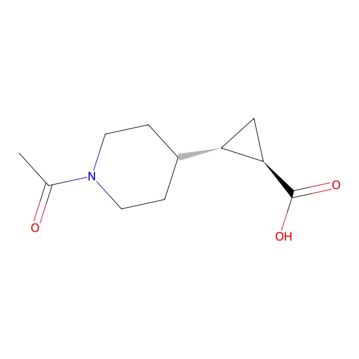 rac-(1R,2S)-2-(1-acetylpiperidin-4-yl)cyclopropane-1-carboxylic acid molecular structure, CAS 2246721-42-4