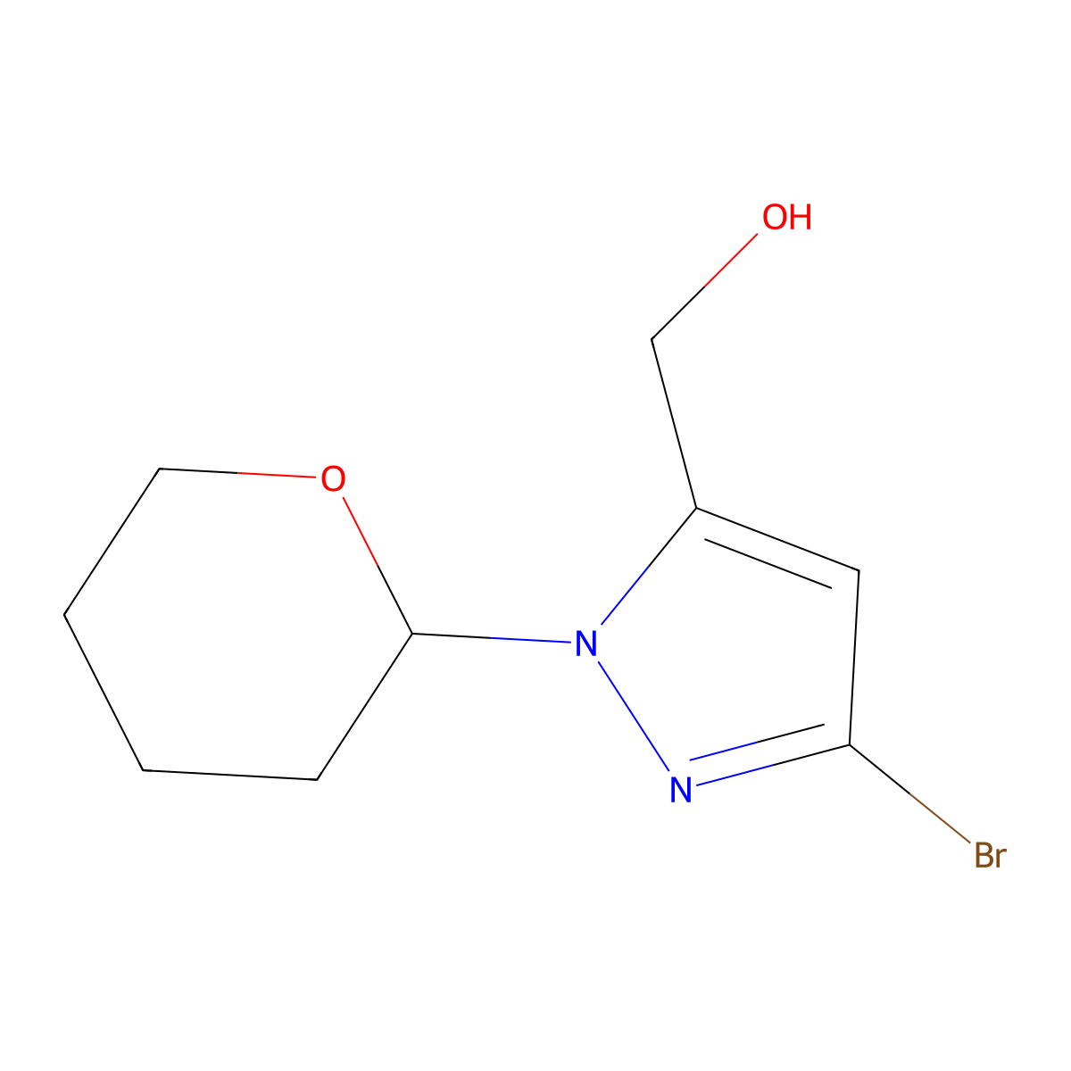 [3-bromo-1-(oxan-2-yl)-1H-pyrazol-5-yl]methanol molecular structure, CAS 2246722-82-5