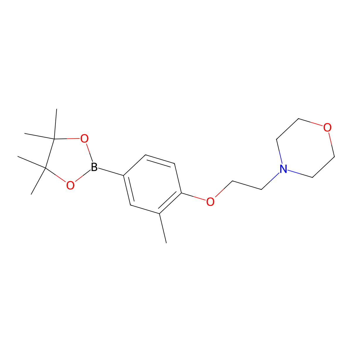 4-{2-[2-Methyl-4-(tetramethyl-1,3,2-dioxaborolan-2-yl)phenoxy]ethyl}morpholine molecular structure, CAS 2246738-88-3