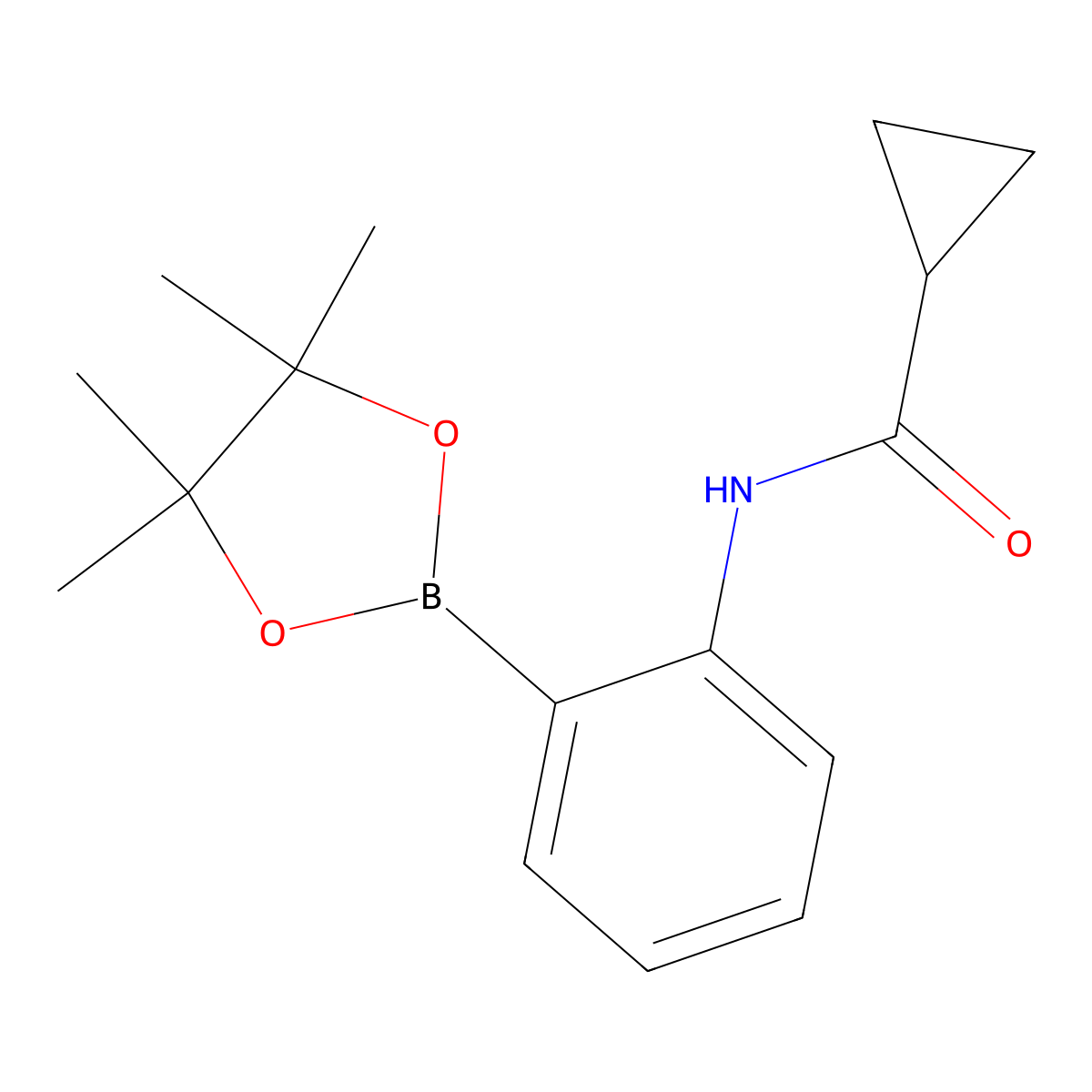 N-[2-(tetramethyl-1,3,2-dioxaborolan-2-yl)phenyl]cyclopropanecarboxamide molecular structure, CAS 2246743-13-3