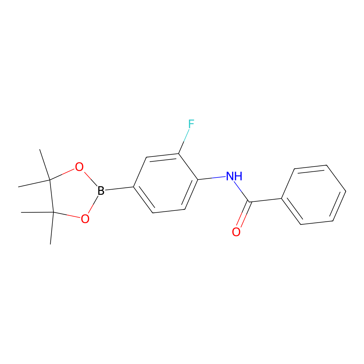 N-(2-fluoro-4-(4,4,5,5-tetramethyl-1,3,2-dioxaborolan-2-yl)phenyl)benzamide molecular structure, CAS 2246744-18-1