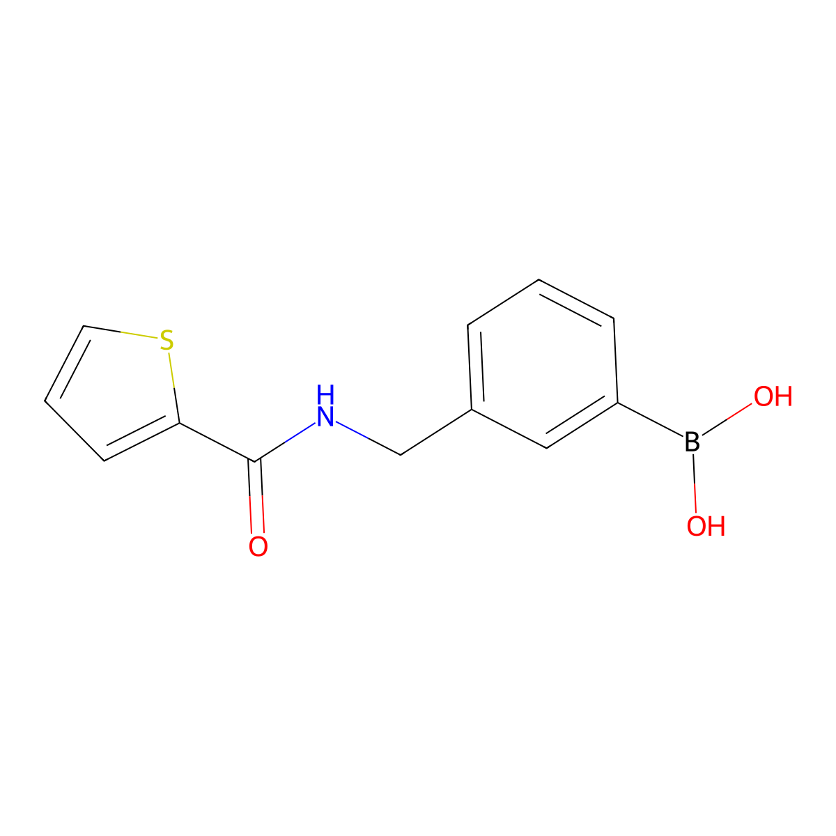 (3-((Thiophene-2-carboxamido)methyl)phenyl)boronic acid molecular structure, CAS 2246751-27-7