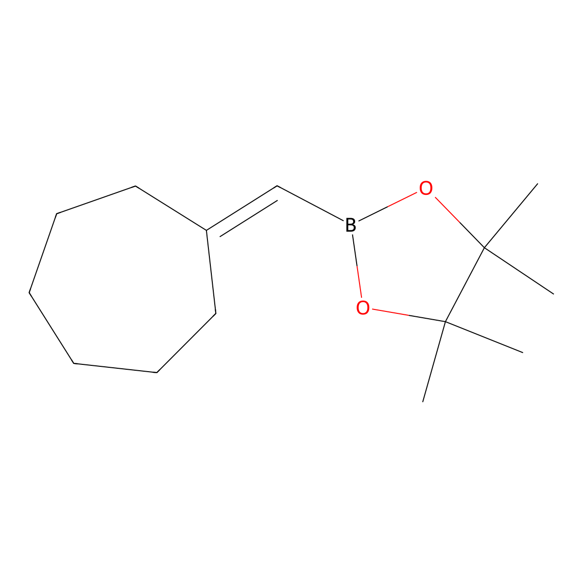 2-(Cycloheptylidenemethyl)-4,4,5,5-tetramethyl-1,3,2-dioxaborolane molecular structure, CAS 2246751-56-2