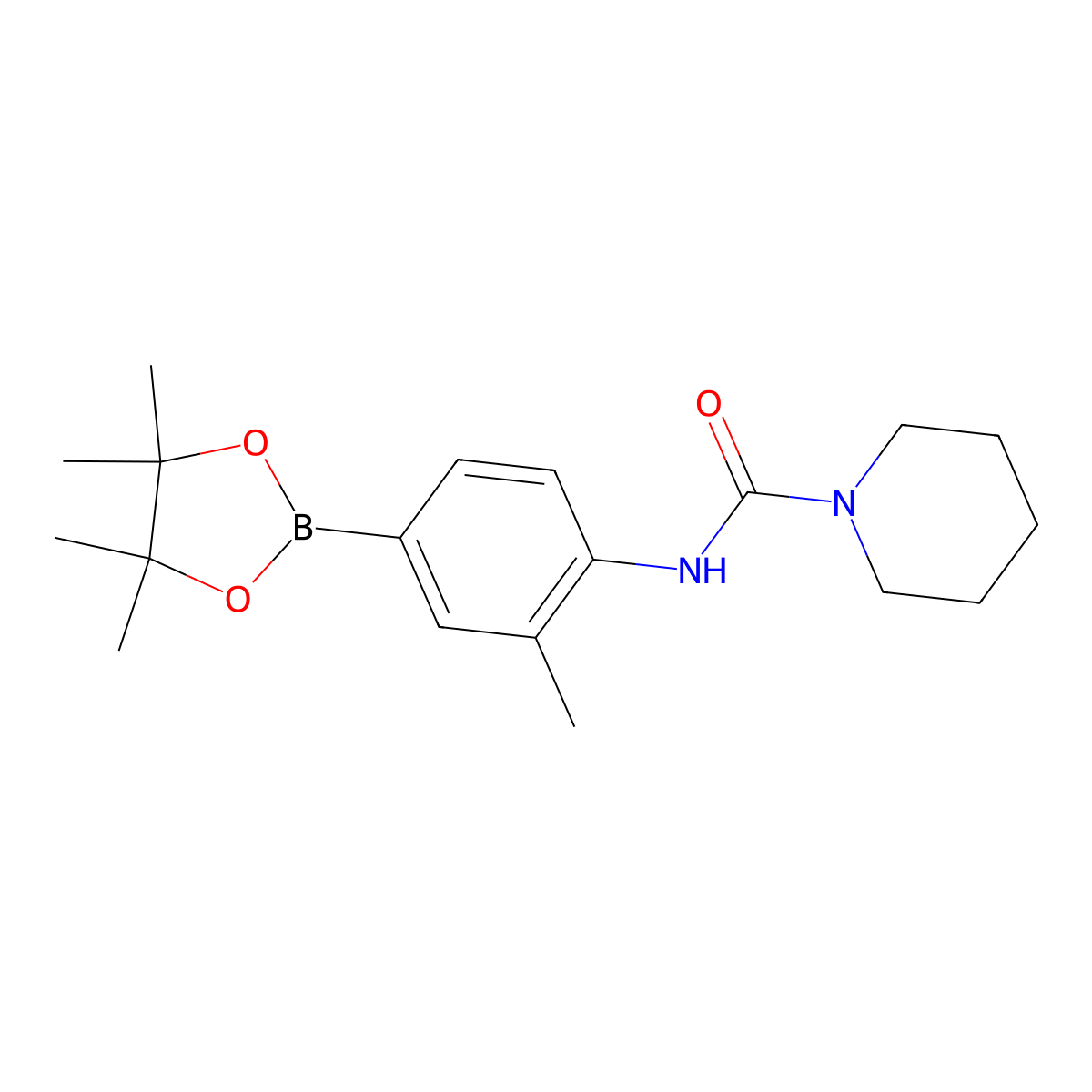 N-(2-methyl-4-(4,4,5,5-tetramethyl-1,3,2-dioxaborolan-2-yl)phenyl)piperidine-1-carboxamide molecular structure, CAS 2246754-80-1