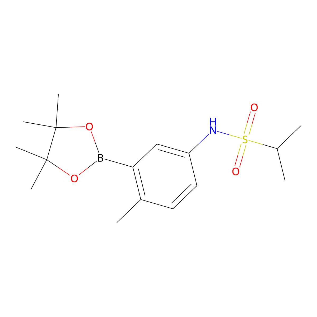 N-[4-methyl-3-(tetramethyl-1,3,2-dioxaborolan-2-yl)phenyl]propane-2-sulfonamide molecular structure, CAS 2246758-36-9