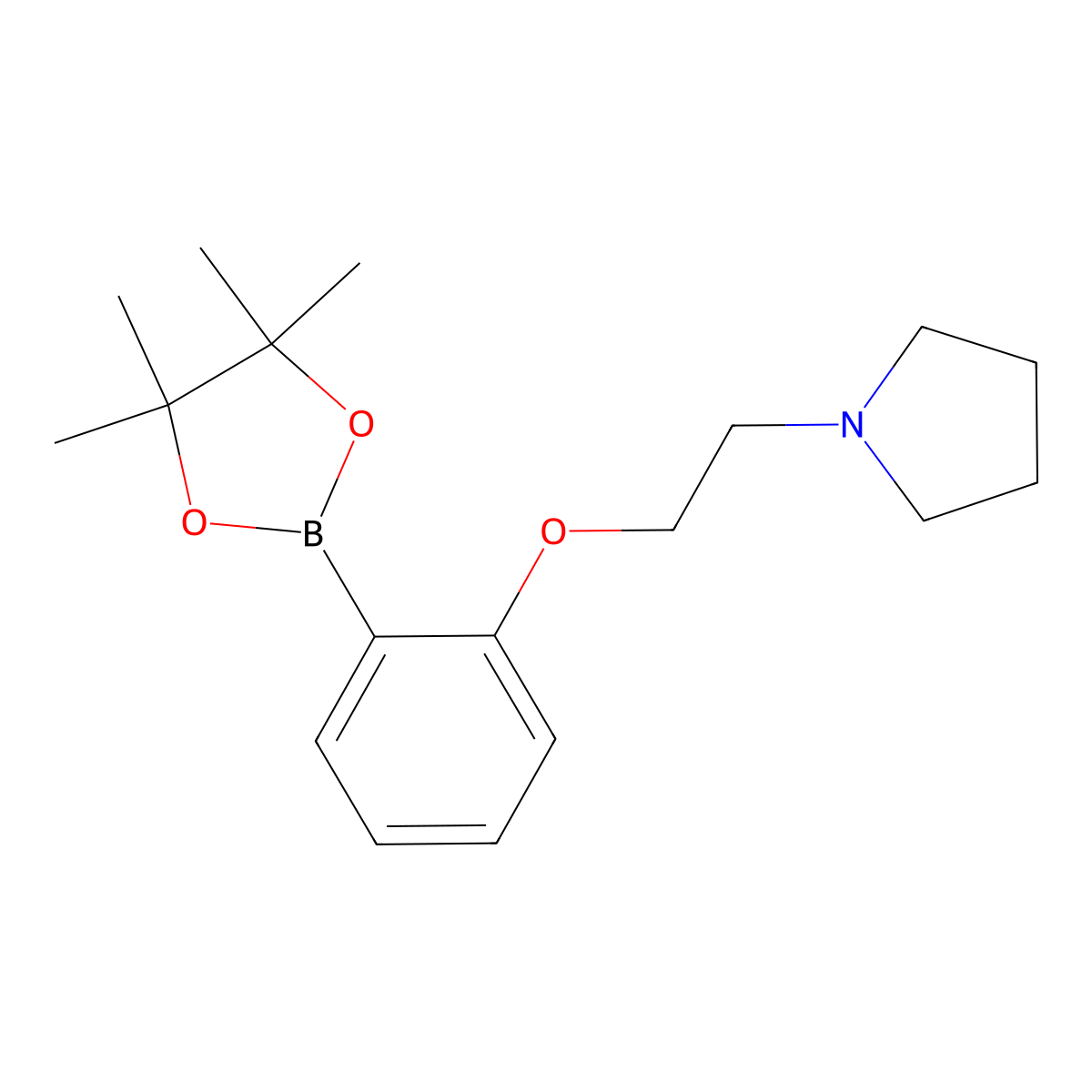 1-{2-[2-(4,4,5,5-Tetramethyl-[1,3,2]dioxaborolan-2-yl)-phenoxy]-ethyl}-pyrrolidine molecular structure, CAS 2246759-20-4