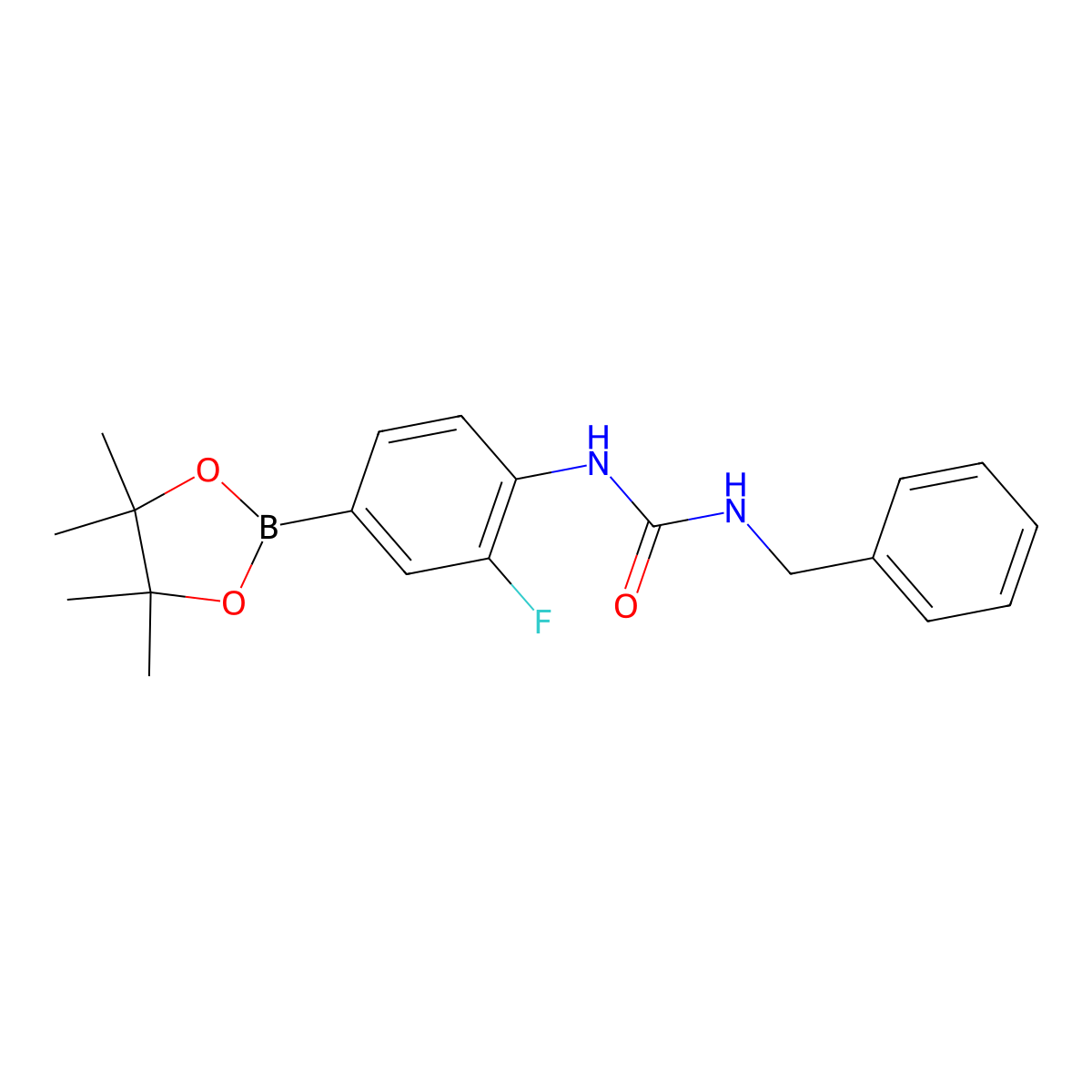 1-Benzyl-3-(2-fluoro-4-(4,4,5,5-tetramethyl-1,3,2-dioxaborolan-2-yl)phenyl)urea molecular structure, CAS 2246759-61-3