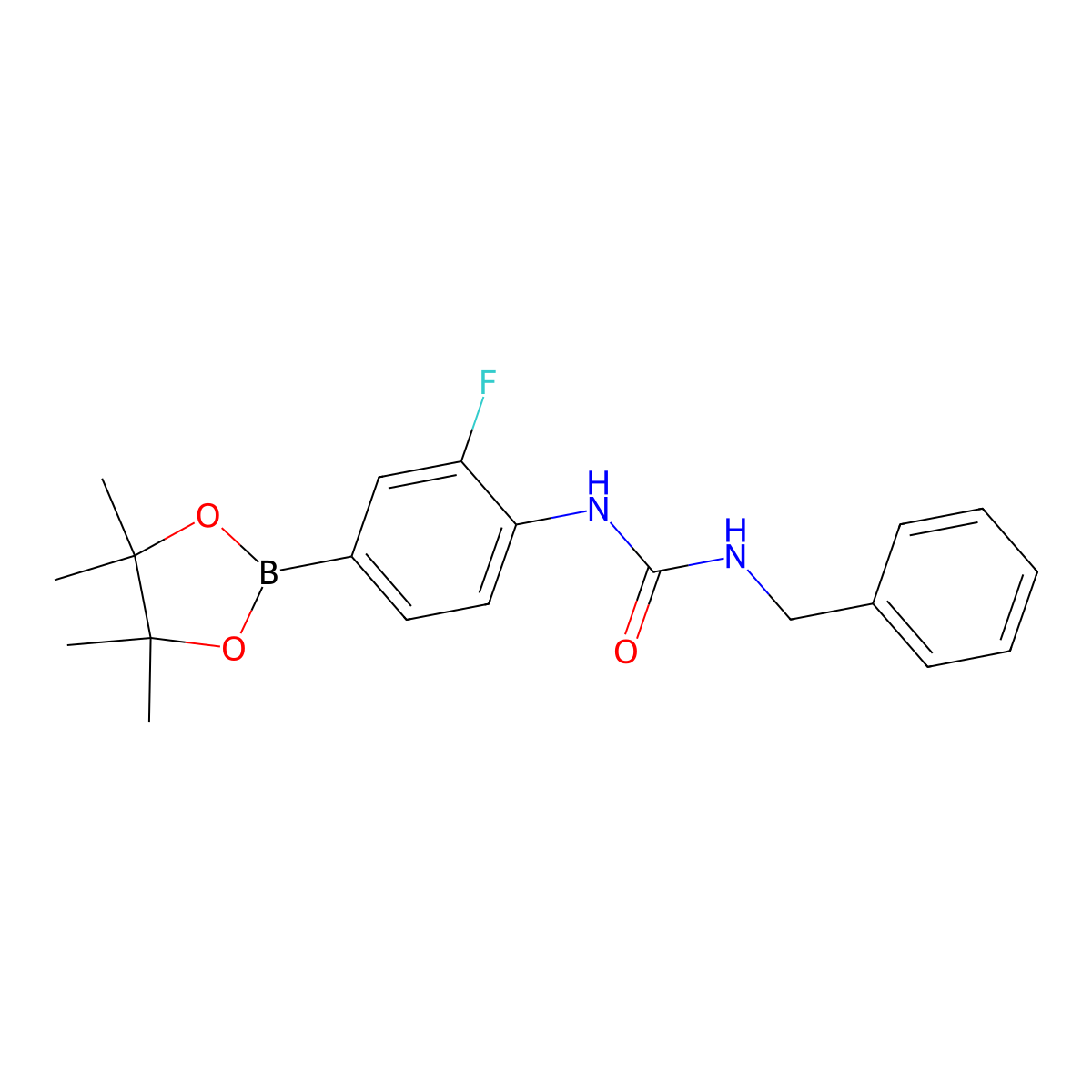1-Benzyl-3-(2-fluoro-4-(4,4,5,5-tetramethyl-1,3,2-dioxaborolan-2-yl)phenyl)urea molecular structure, CAS 2246759-61-3