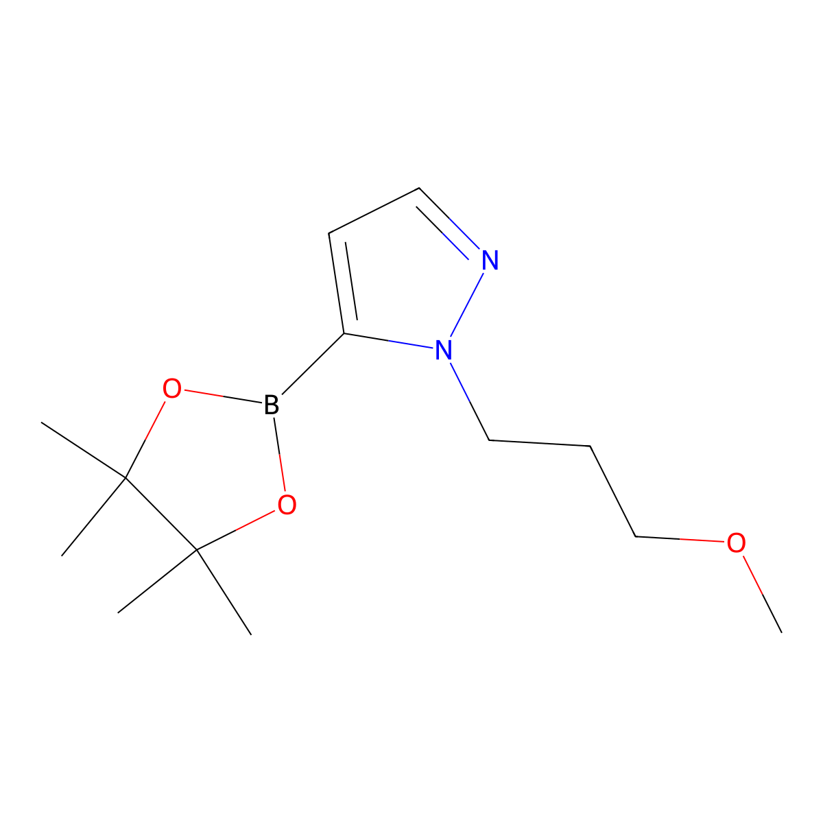 1-(3-methoxypropyl)-5-(4,4,5,5-tetramethyl-1,3,2-dioxaborolan-2-yl)-1H-pyrazole molecular structure, CAS 2246762-67-2