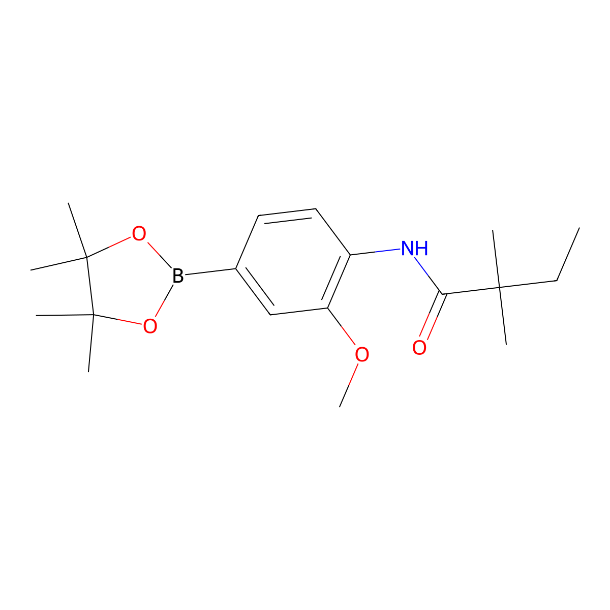 N-(2-methoxy-4-(4,4,5,5-tetramethyl-1,3,2-dioxaborolan-2-yl)phenyl)-2,2-dimethylbutanamide molecular structure, CAS 2246765-36-4