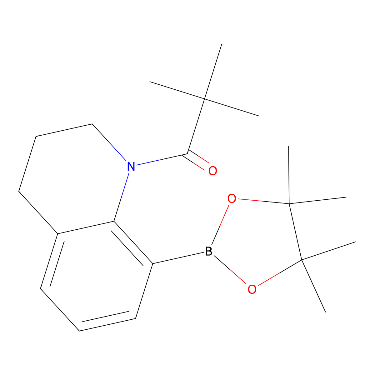 2,2-Dimethyl-1-(8-(4,4,5,5-tetramethyl-1,3,2-dioxaborolan-2-yl)-3,4-dihydroquinolin-1(2H)-yl)propan-1-one molecular structure, CAS 2246767-58-6