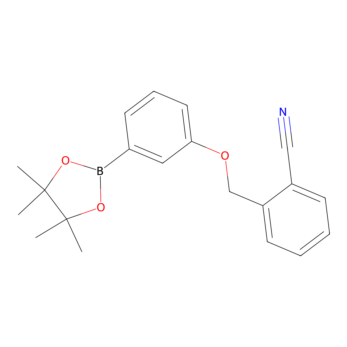 Benzonitrile, 2-[[3-(4,4,5,5-tetramethyl-1,3,2-dioxaborolan-2-yl)phenoxy]methyl]- molecular structure, CAS 2246772-09-6