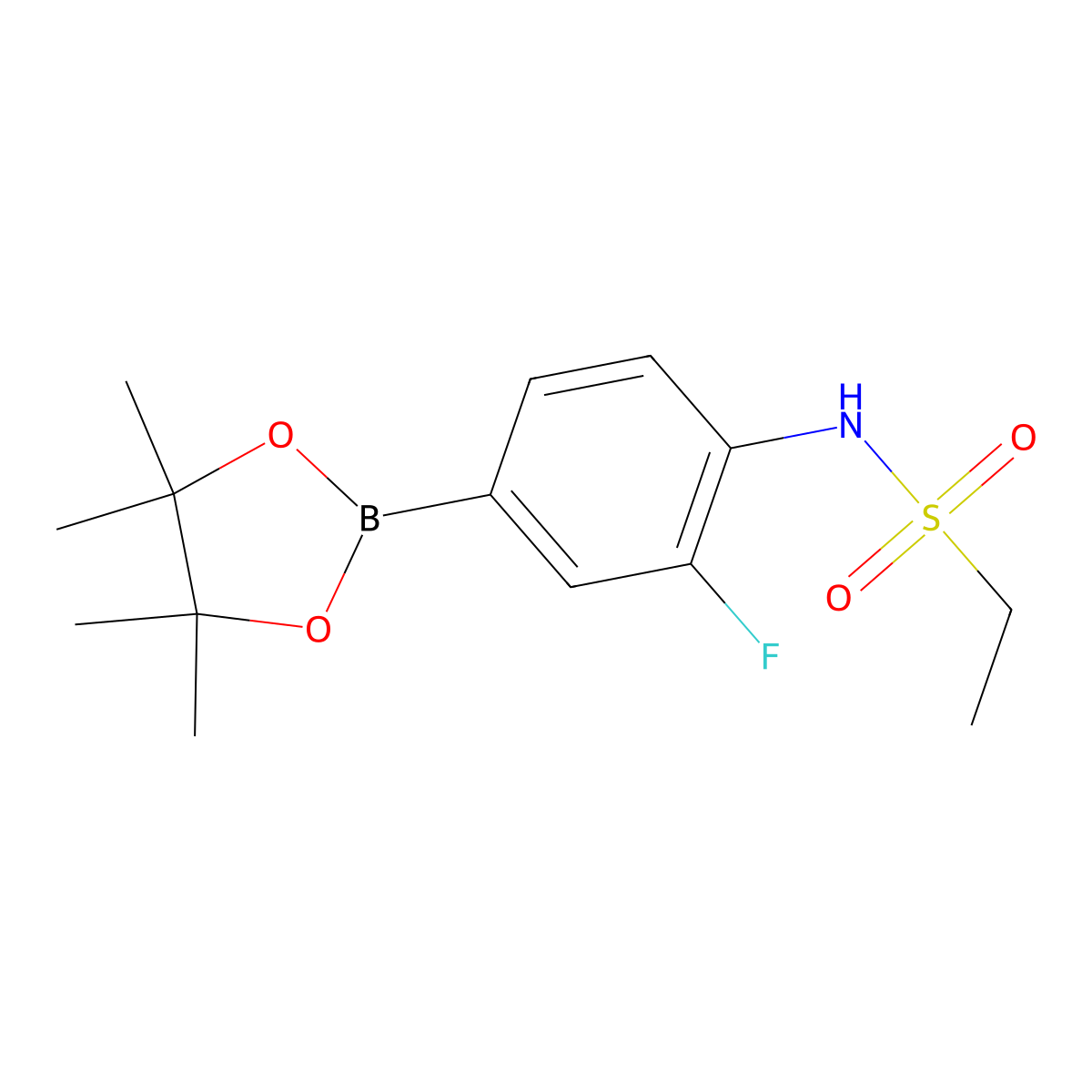 N-[2-fluoro-4-(tetramethyl-1,3,2-dioxaborolan-2-yl)phenyl]ethane-1-sulfonamide molecular structure, CAS 2246772-82-5