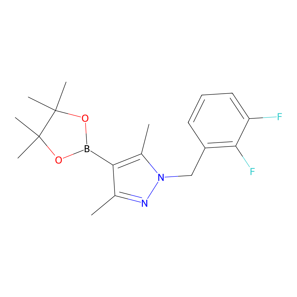 1-(2,3-Difluoro-benzyl)-3,5-dimethyl-4-(4,4,5,5-tetramethyl-[1,3,2]dioxaborolan-2-yl)-1H-pyrazole molecular structure, CAS 2246773-50-0