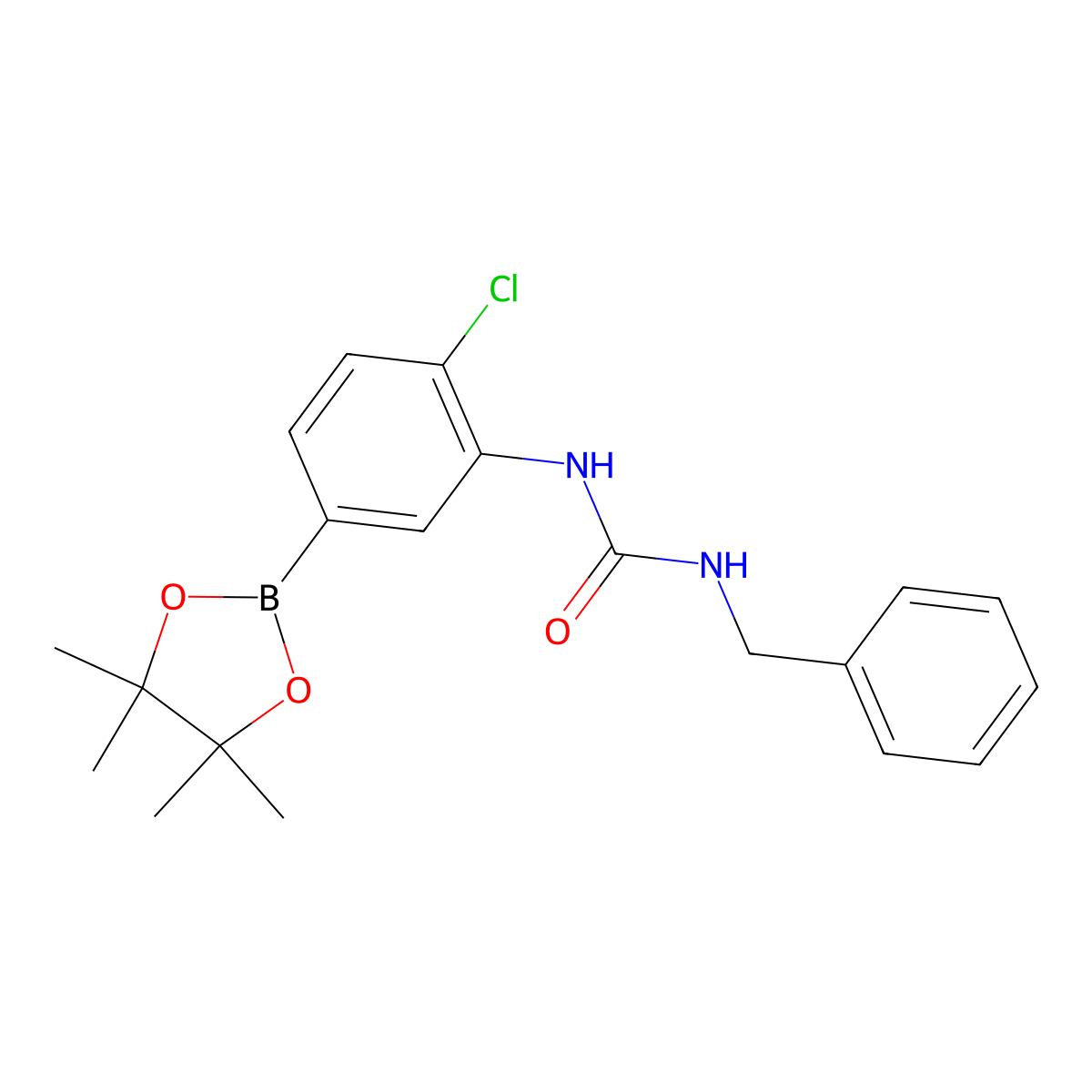 1-Benzyl-3-[2-chloro-5-(tetramethyl-1,3,2-dioxaborolan-2-yl)phenyl]urea molecular structure, CAS 2246778-85-6