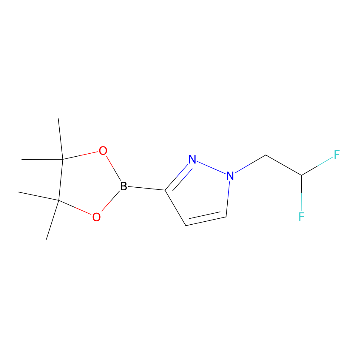 1-(2,2-difluoroethyl)-3-(4,4,5,5-tetramethyl-1,3,2-dioxaborolan-2-yl)-1H-pyrazole molecular structure, CAS 2246778-86-7