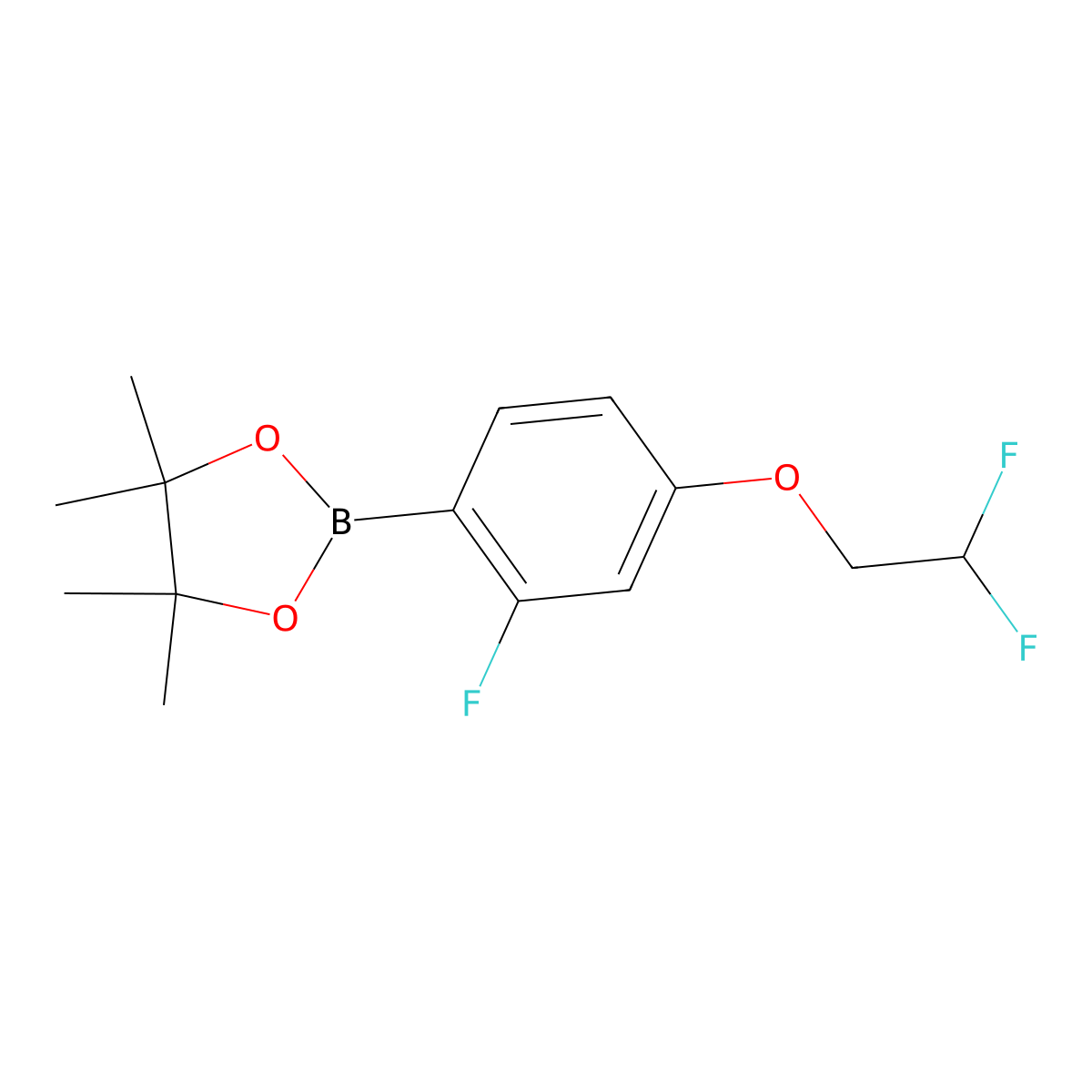 2-(4-(2,2-Difluoroethoxy)-2-fluorophenyl)-4,4,5,5-tetramethyl-1,3,2-dioxaborolane molecular structure, CAS 2246779-43-9