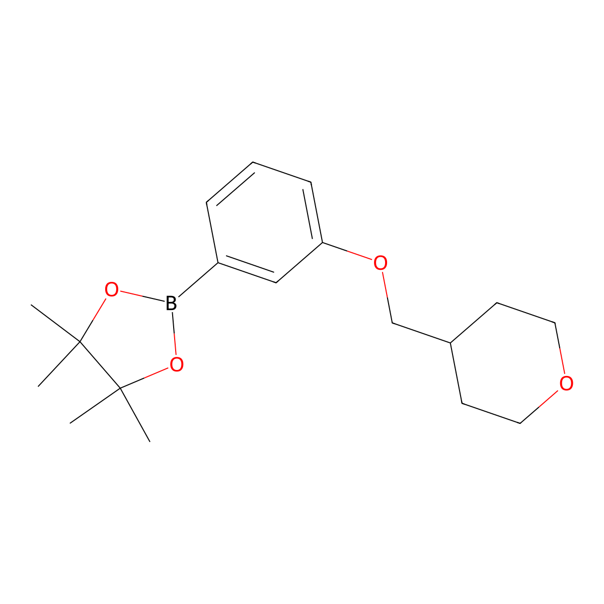 4,4,5,5-Tetramethyl-2-(3-((tetrahydro-2H-pyran-4-yl)methoxy)phenyl)-1,3,2-dioxaborolane molecular structure, CAS 2246784-03-0