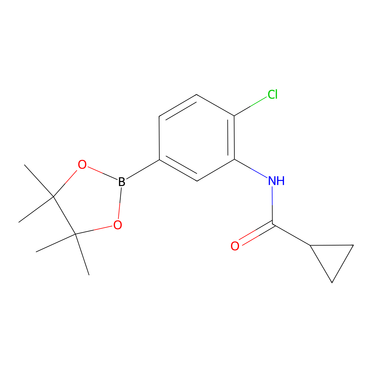 N-[2-chloro-5-(tetramethyl-1,3,2-dioxaborolan-2-yl)phenyl]cyclopropanecarboxamide molecular structure, CAS 2246786-07-0