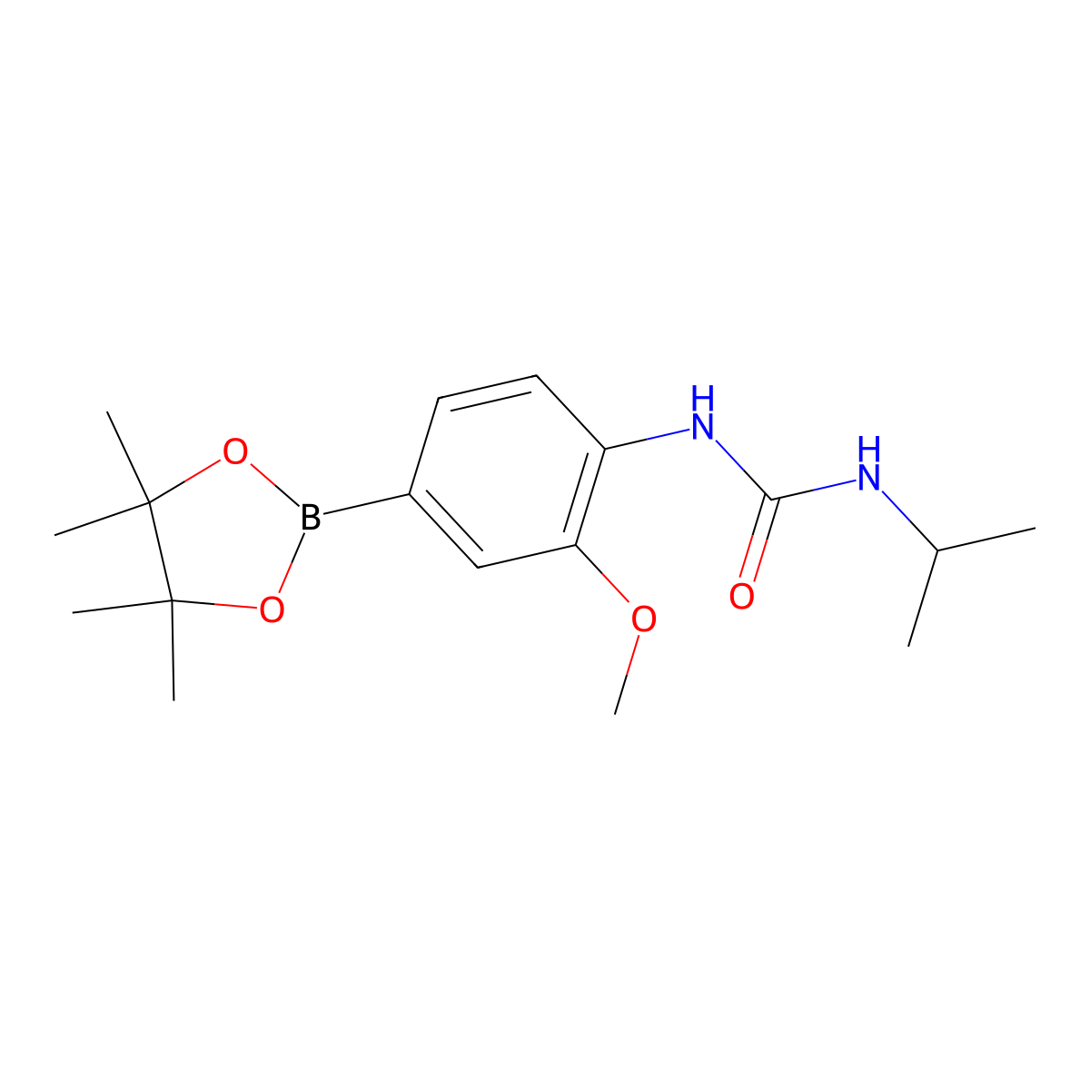 1-Isopropyl-3-(2-methoxy-4-(4,4,5,5-tetramethyl-1,3,2-dioxaborolan-2-yl)phenyl)urea molecular structure, CAS 2246799-61-9