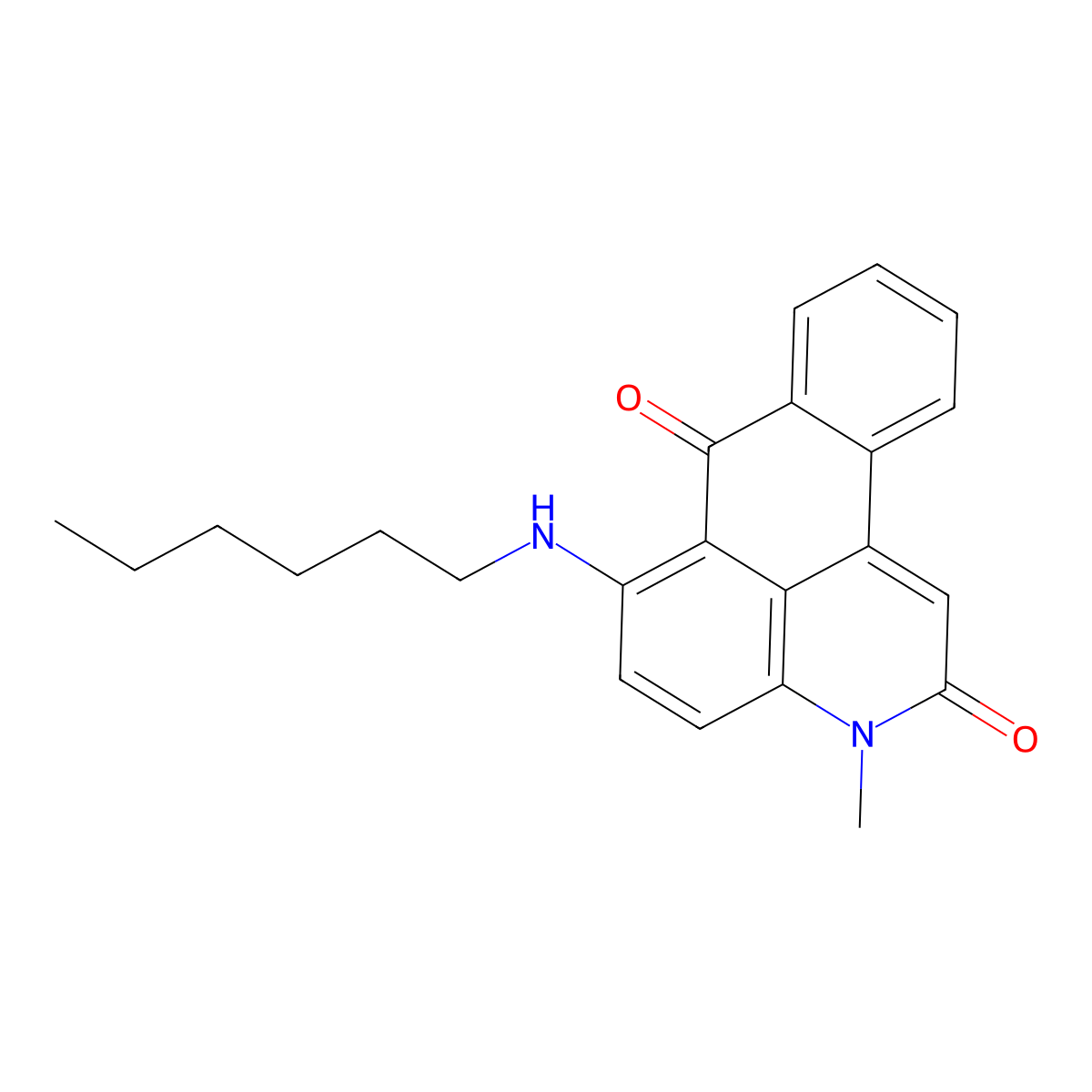 6-(hexylamino)-3-methyl-3H-naphtho[1,2,3-de]quinoline-2,7-dione molecular structure, CAS 22468-32-2