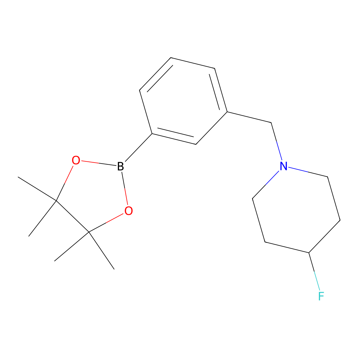 4-Fluoro-1-(3-(4,4,5,5-tetramethyl-1,3,2-dioxaborolan-2-YL)benzyl)piperidine molecular structure, CAS 2246800-10-0