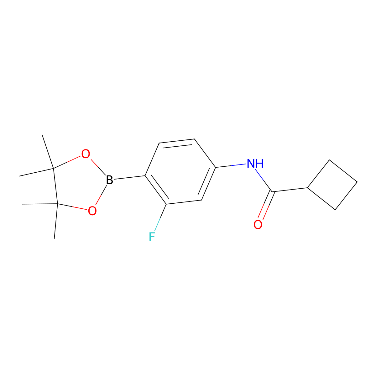 N-(3-Fluoro-4-(4,4,5,5-tetramethyl-1,3,2-dioxaborolan-2-yl)phenyl)cyclobutanecarboxamide molecular structure, CAS 2246801-72-7