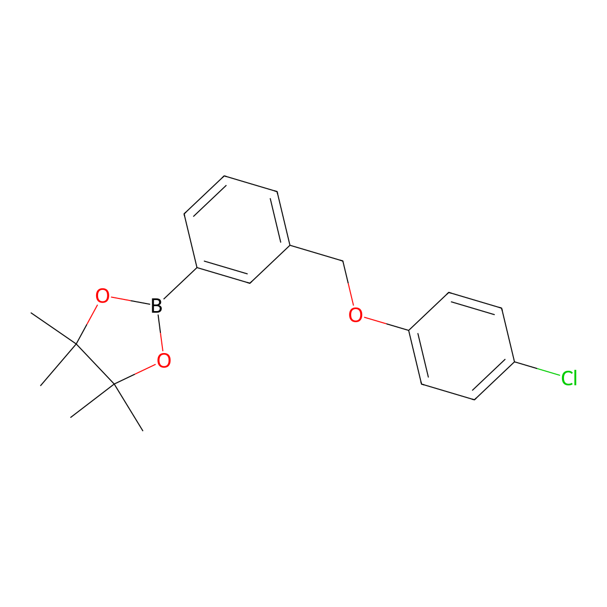 2-(3-((4-Chlorophenoxy)methyl)phenyl)-4,4,5,5-tetramethyl-1,3,2-dioxaborolane molecular structure, CAS 2246802-64-0