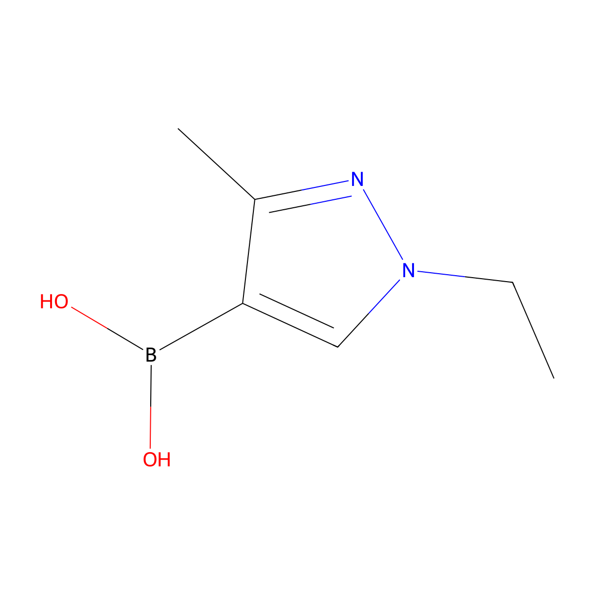 (1-ethyl-3-methyl-1H-pyrazol-4-yl)boronic acid molecular structure, CAS 2246808-67-1