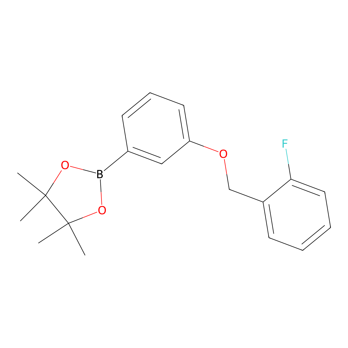 1,3,2-Dioxaborolane, 2-[3-[(2-fluorophenyl)methoxy]phenyl]-4,4,5,5-tetramethyl- molecular structure, CAS 2246811-02-7