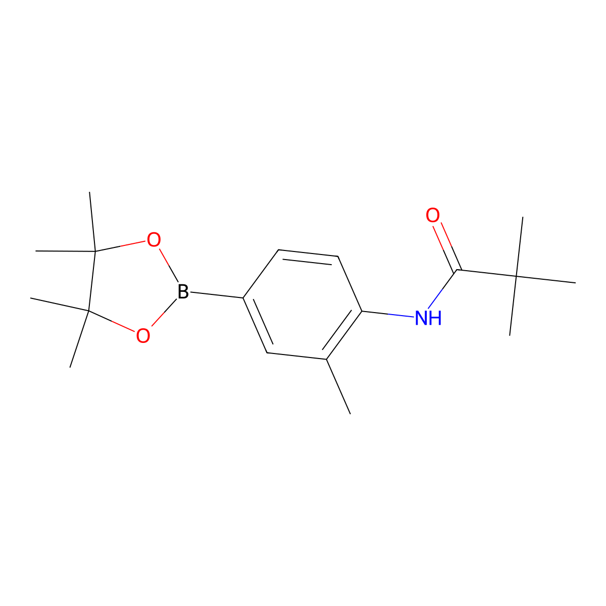 Propanamide, 2,2-dimethyl-N-[2-methyl-4-(4,4,5,5-tetramethyl-1,3,2-dioxaborolan-2-yl)phenyl]- molecular structure, CAS 2246811-07-2