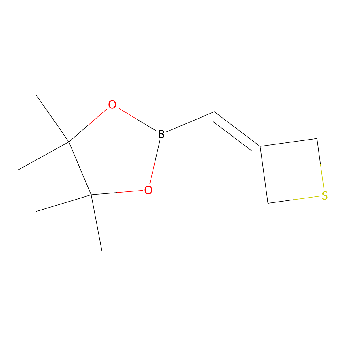 4,4,5,5-Tetramethyl-2-[(thietan-3-ylidene)methyl]-1,3,2-dioxaborolane molecular structure, CAS 2246811-10-7