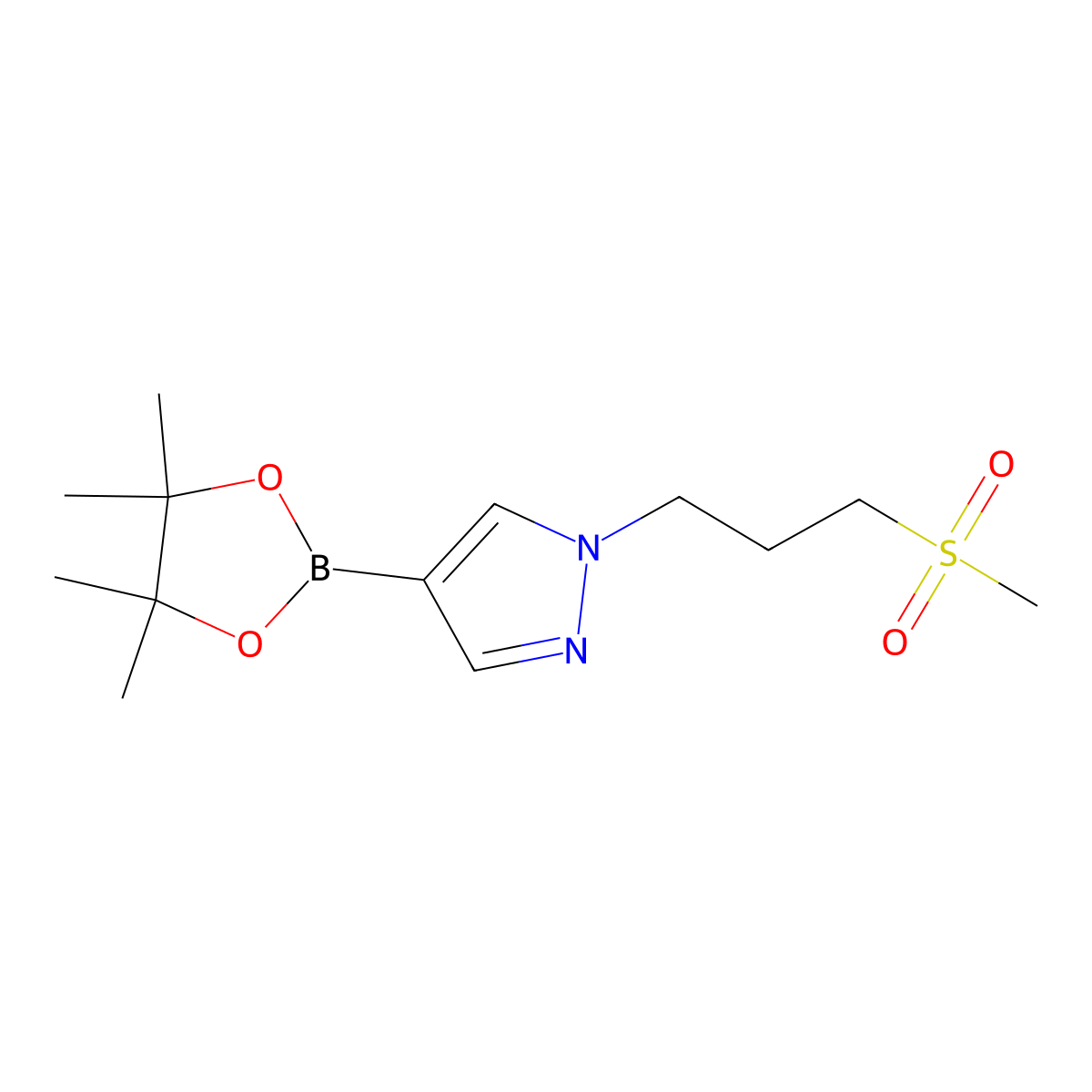 1-(3-Methanesulfonylpropyl)-4-(4,4,5,5-tetramethyl-[1,3,2]dioxaborolan-2-yl)-1H-pyrazole molecular structure, CAS 2246813-28-3