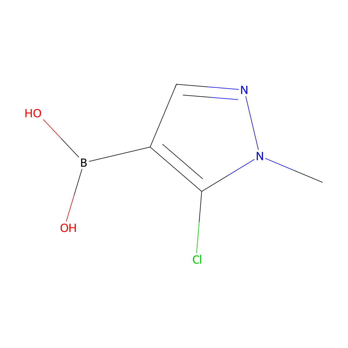 (5-Chloro-1-methyl-1H-pyrazol-4-yl)boronic acid molecular structure, CAS 2246826-72-0