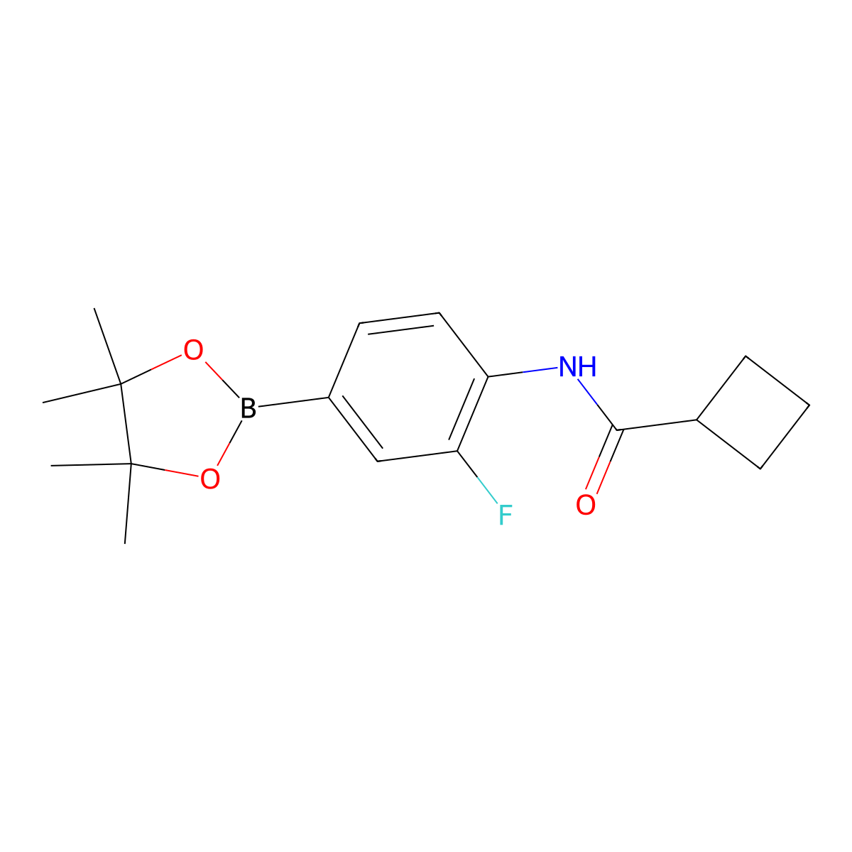 N-[2-fluoro-4-(tetramethyl-1,3,2-dioxaborolan-2-yl)phenyl]cyclobutanecarboxamide molecular structure, CAS 2246828-84-0