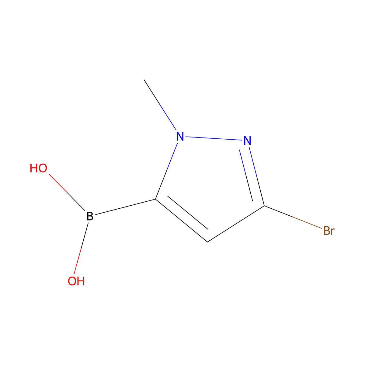 (3-bromo-1-methyl-1H-pyrazol-5-yl)boronic acid molecular structure, CAS 2246829-25-2
