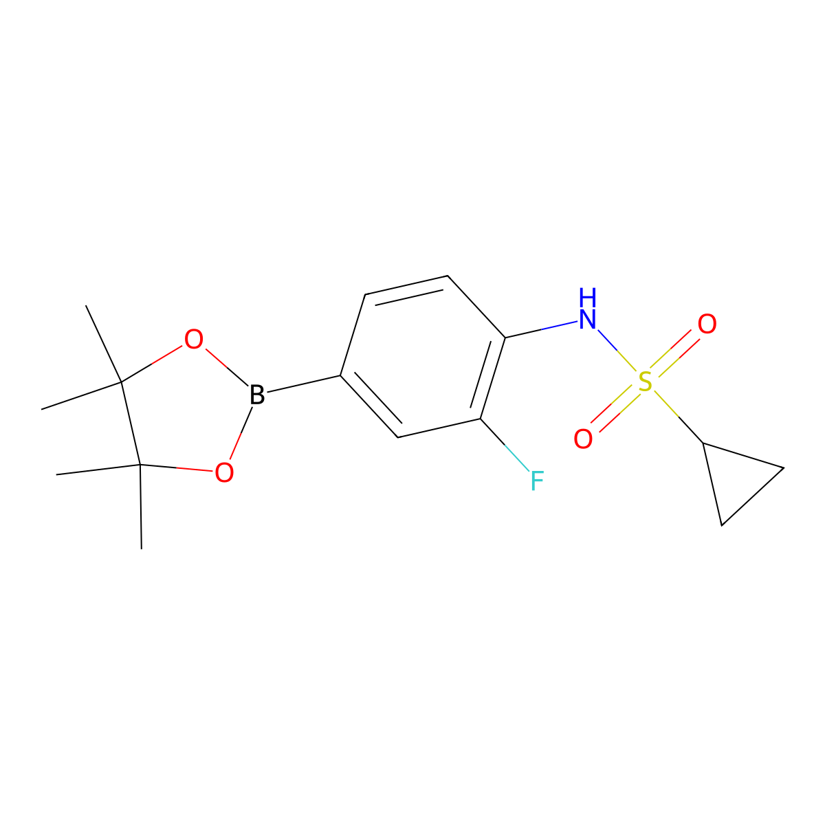 N-[2-fluoro-4-(tetramethyl-1,3,2-dioxaborolan-2-yl)phenyl]cyclopropanesulfonamide molecular structure, CAS 2246829-52-5