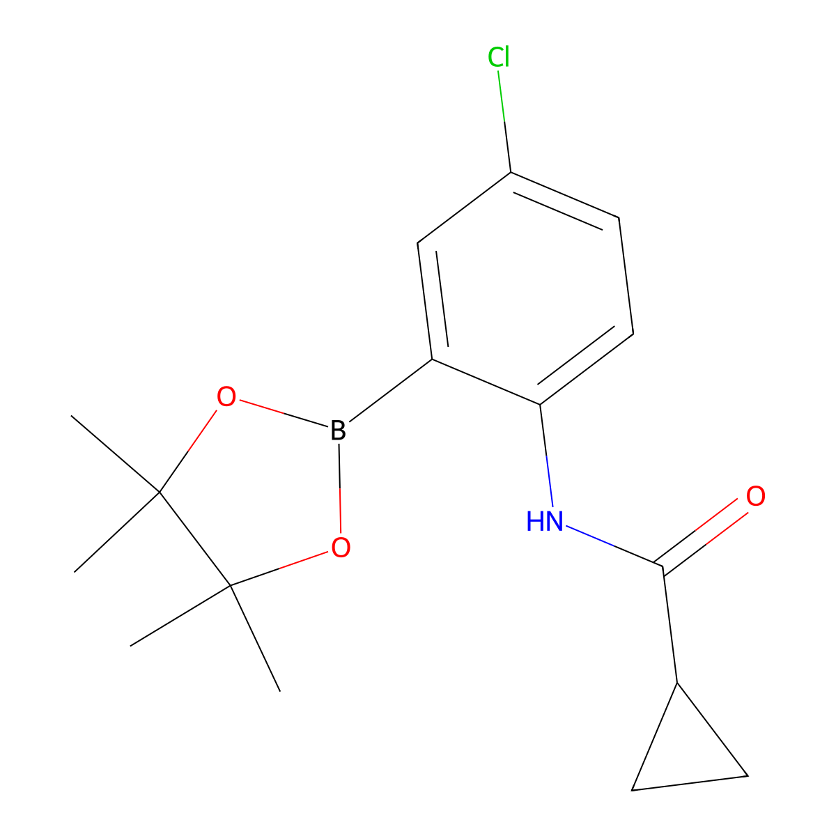 N-(4-chloro-2-(4,4,5,5-tetramethyl-1,3,2-dioxaborolan-2-yl)phenyl)cyclopropanecarboxamide molecular structure, CAS 2246830-68-0