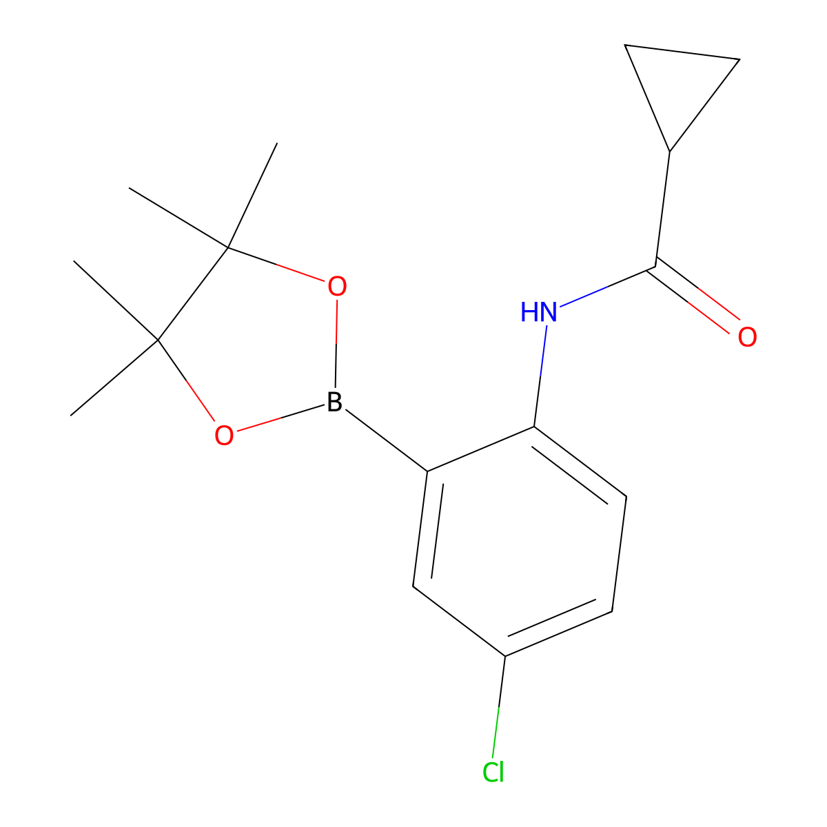 N-(4-chloro-2-(4,4,5,5-tetramethyl-1,3,2-dioxaborolan-2-yl)phenyl)cyclopropanecarboxamide molecular structure, CAS 2246830-68-0