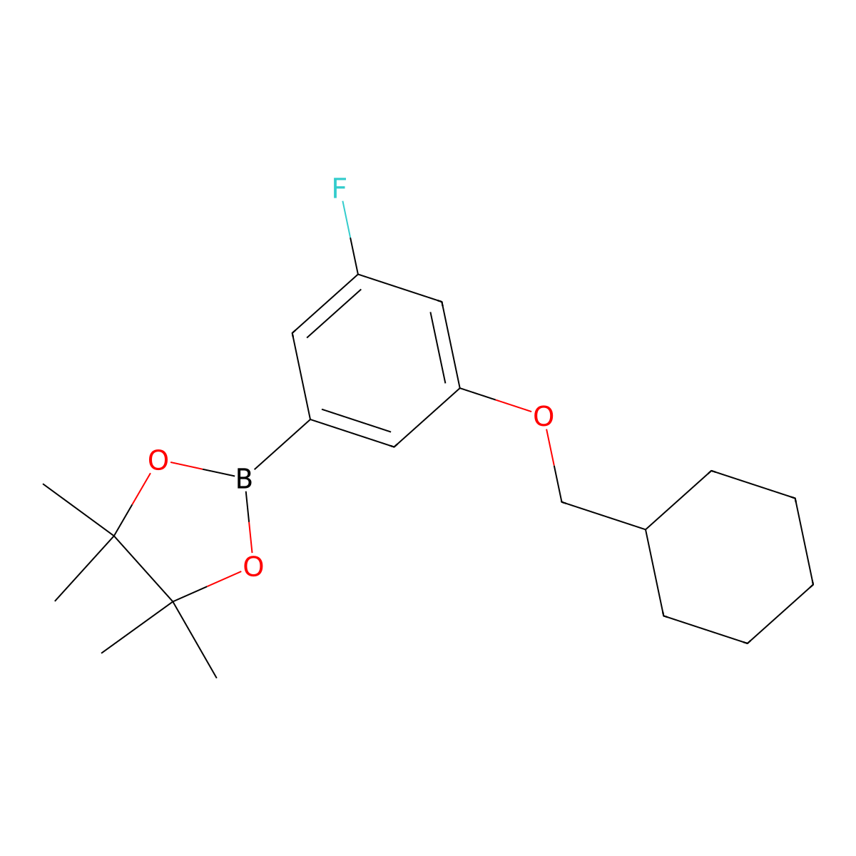 2-[3-(Cyclohexylmethoxy)-5-fluorophenyl]-4,4,5,5-tetramethyl-1,3,2-dioxaborolane molecular structure, CAS 2246832-46-0