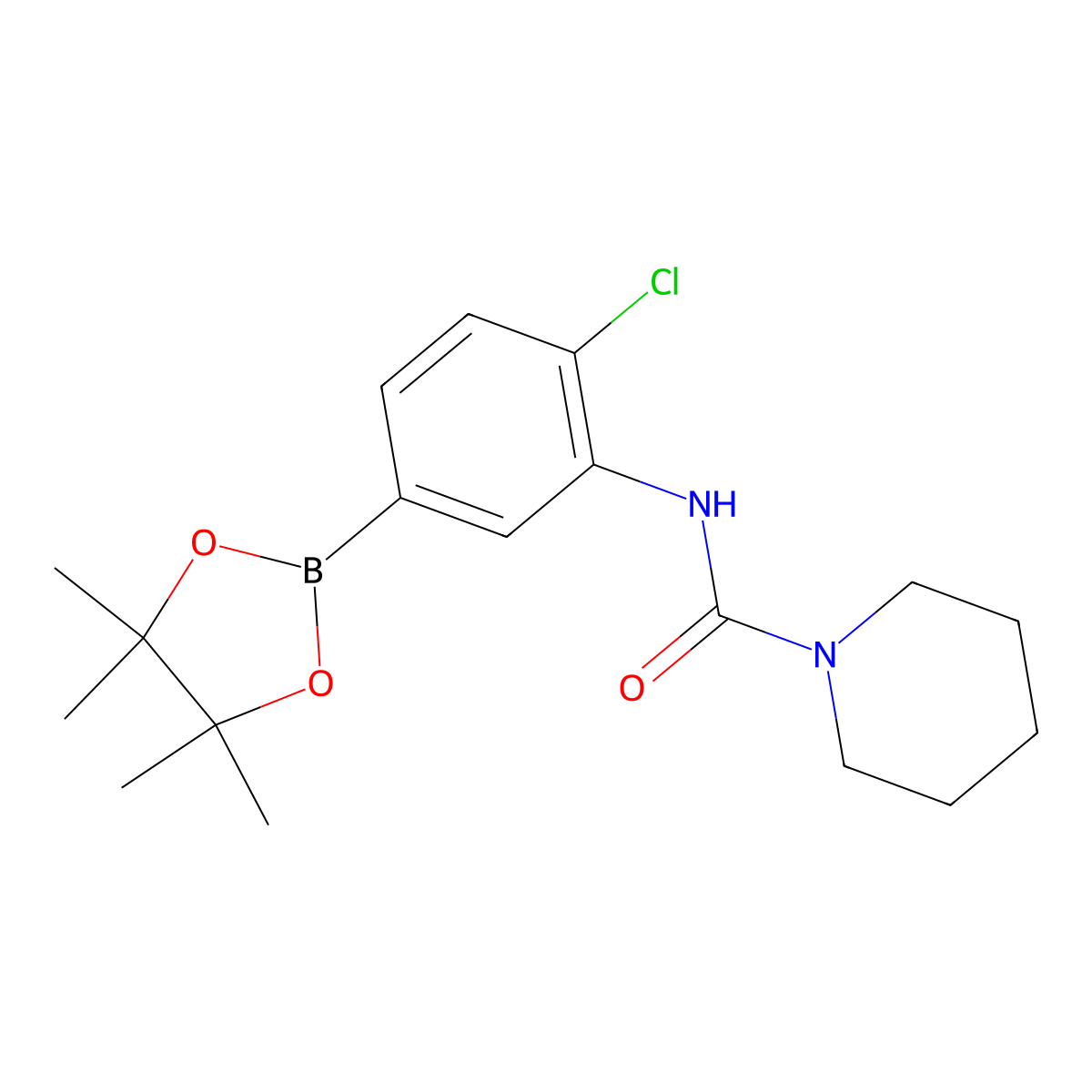 N-(2-chloro-5-(4,4,5,5-tetramethyl-1,3,2-dioxaborolan-2-yl)phenyl)piperidine-1-carboxamide molecular structure, CAS 2246834-90-0