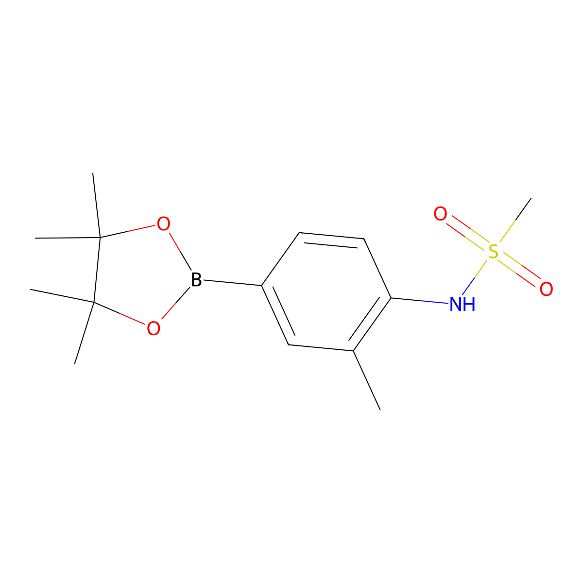 N-(2-methyl-4-(4,4,5,5-tetramethyl-1,3,2-dioxaborolan-2-yl)phenyl)methanesulfonamide molecular structure, CAS 2246835-71-0