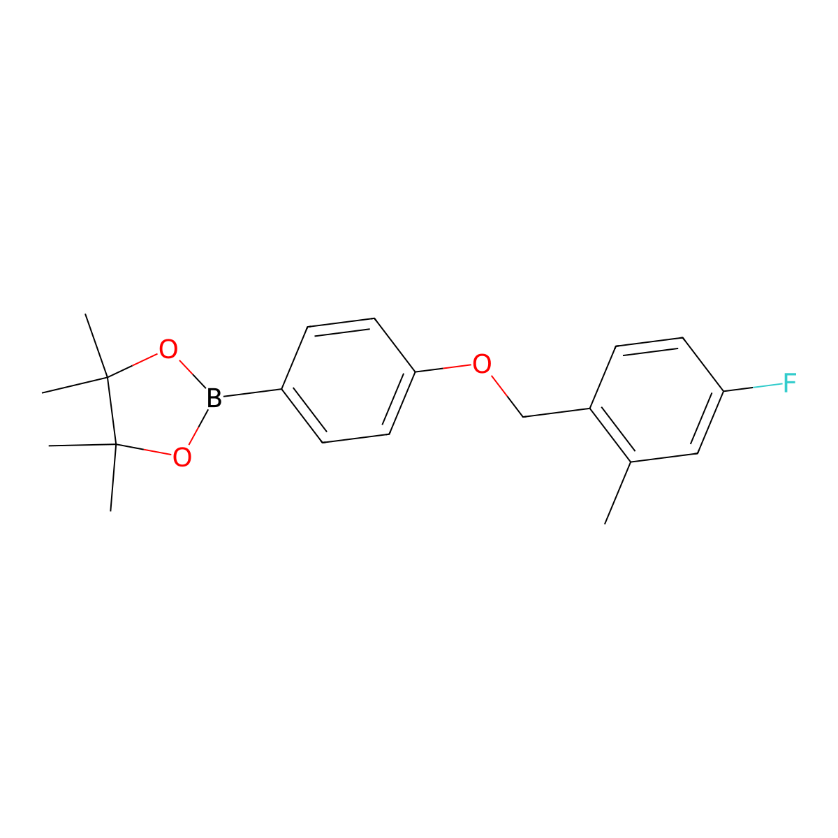 2-[4-(4-Fluoro-2-methyl-benzyloxy)-phenyl]-4,4,5,5-tetramethyl-[1,3,2]dioxaborolane molecular structure, CAS 2246843-54-7